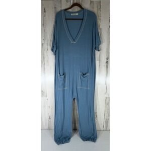 Three Bird Nest Light Blue V-Neck Jumpsuit Romper L